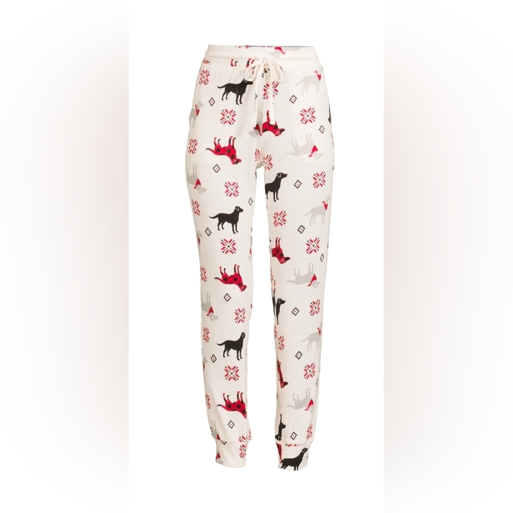 Secret Treasures NEW Pajama Joggers XL 16-18 NWT White Red Dog Fair Isle